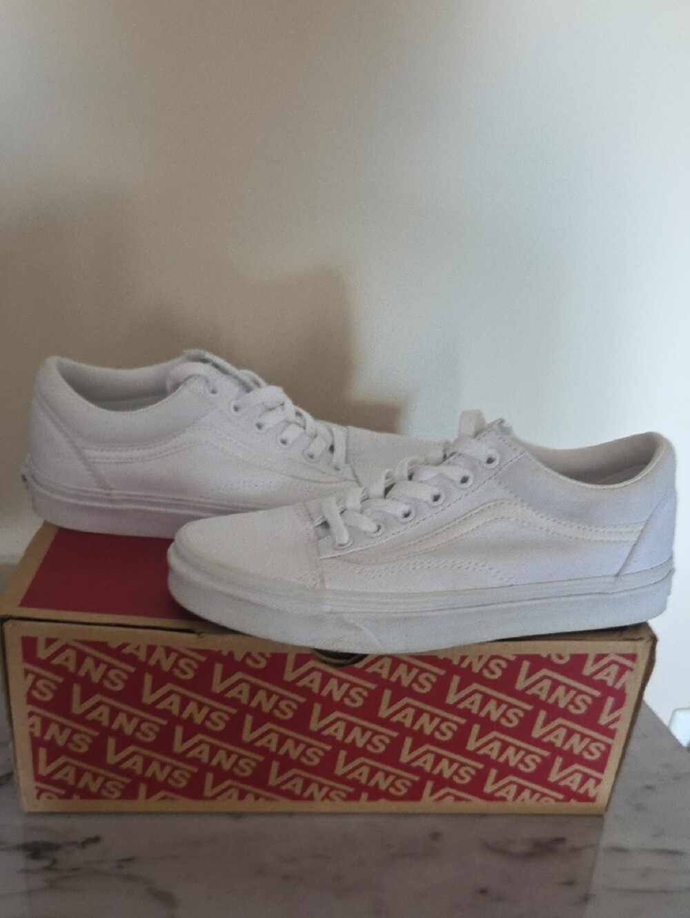 Vans Women's White Low-Top Canvas Sneakers - Picture 2 of 7